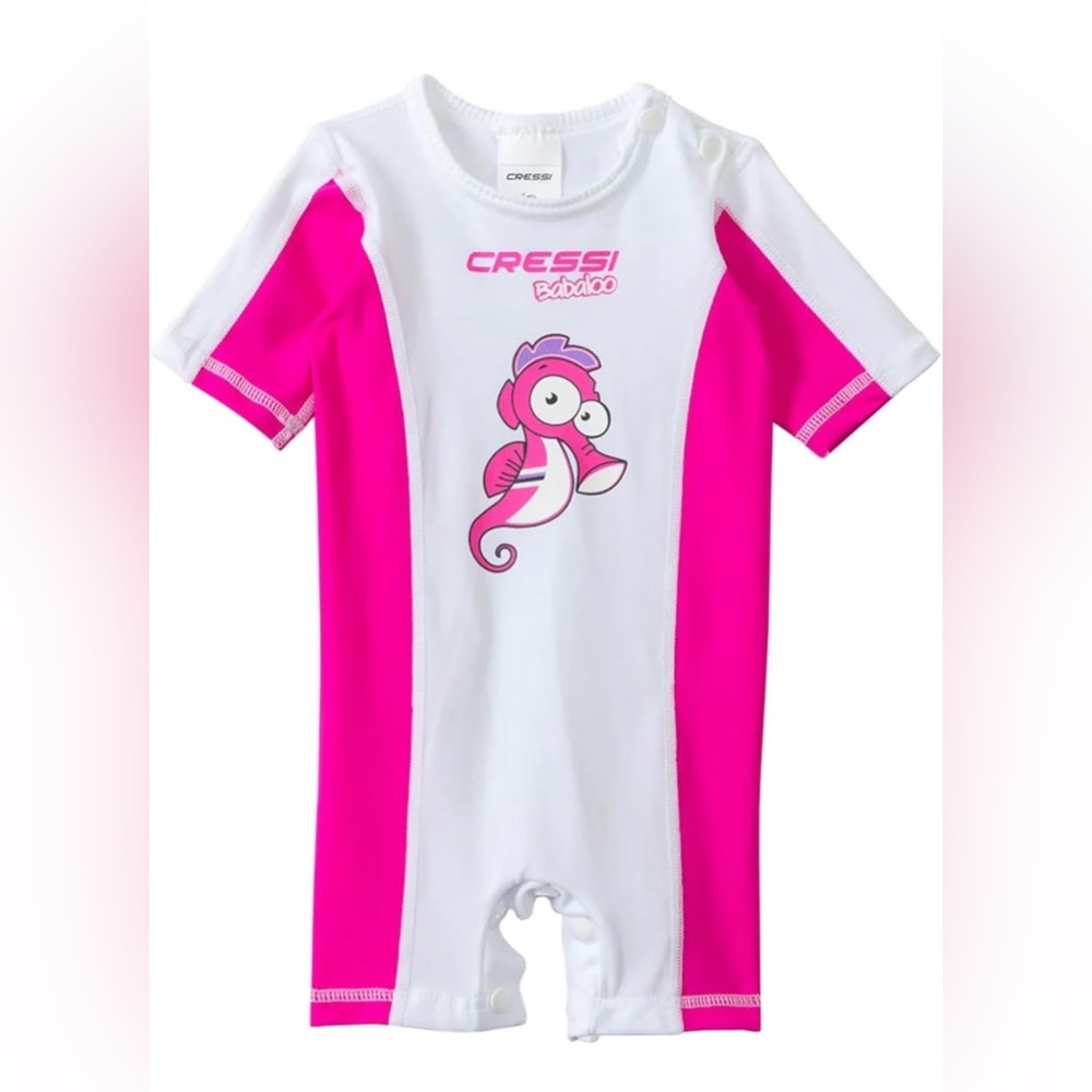 Cressi Babaloo Rash Guard Baby Pink 9-12 M Swimwear Beachwear Girls Seahorse